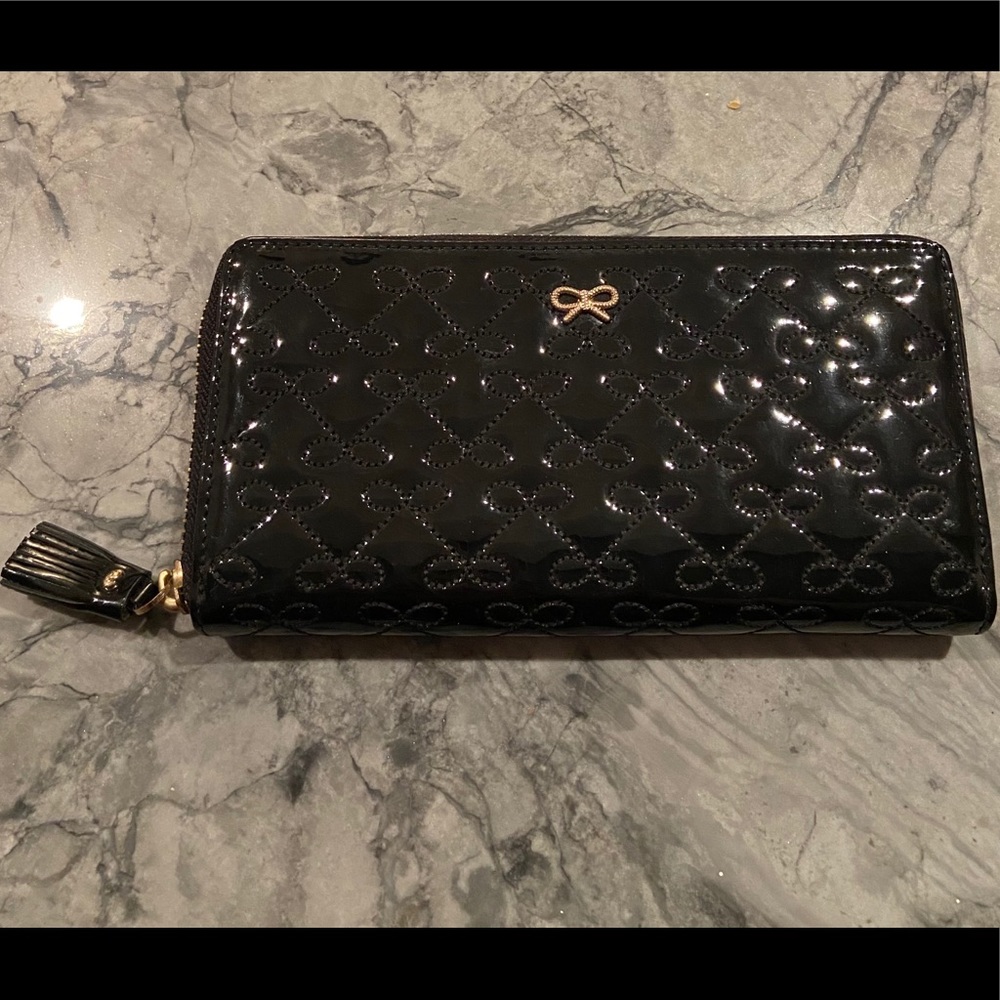 Anya Hindmarch Wilkes Patent Leather Black Wallet